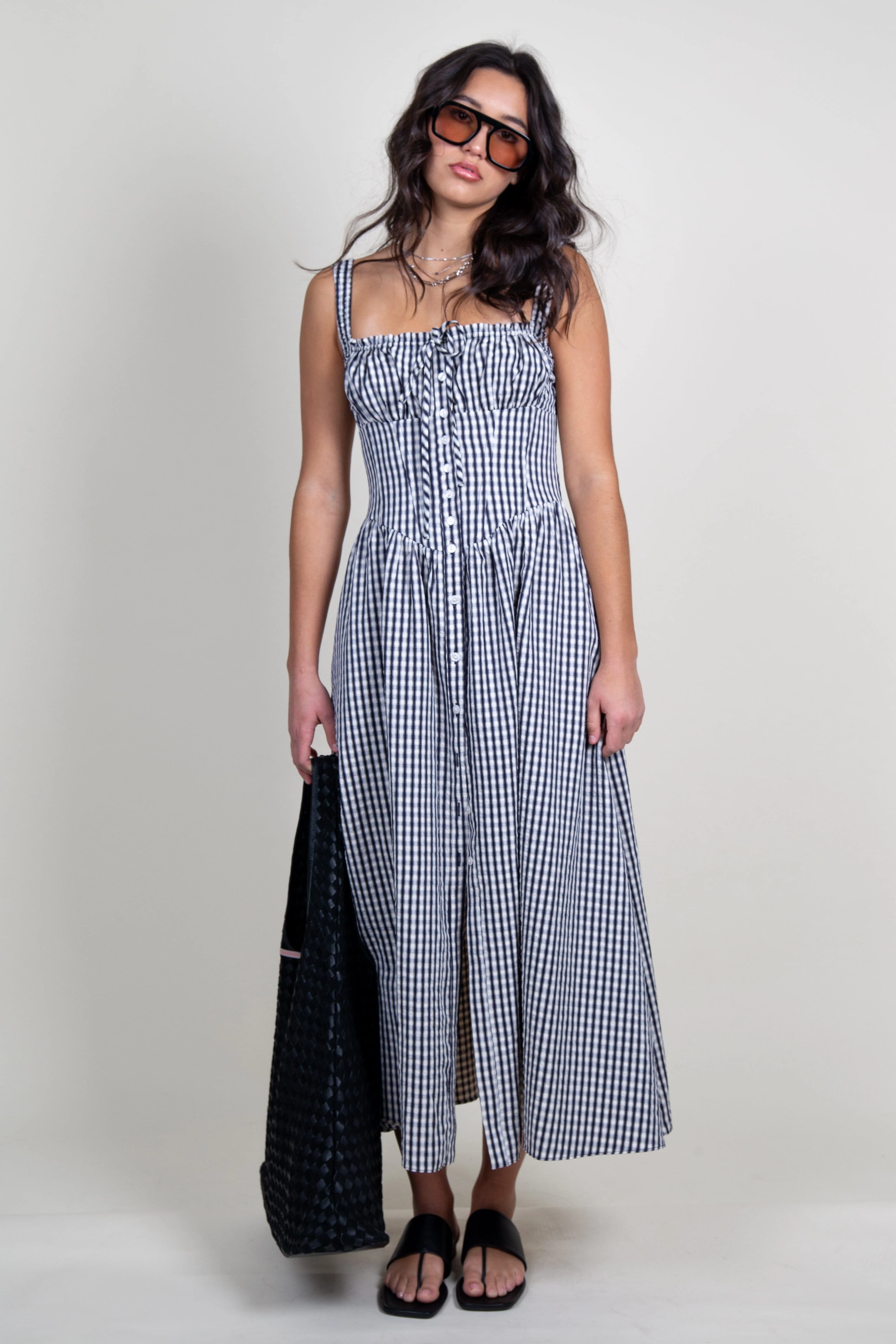 ASTR | Temperance Gingham Check Maxi Dress - Black - Image 3