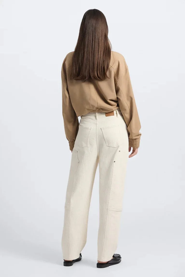 DEREK LAM | Galatea Stretch Denim Double Knee Jean - Ecru - Image 4