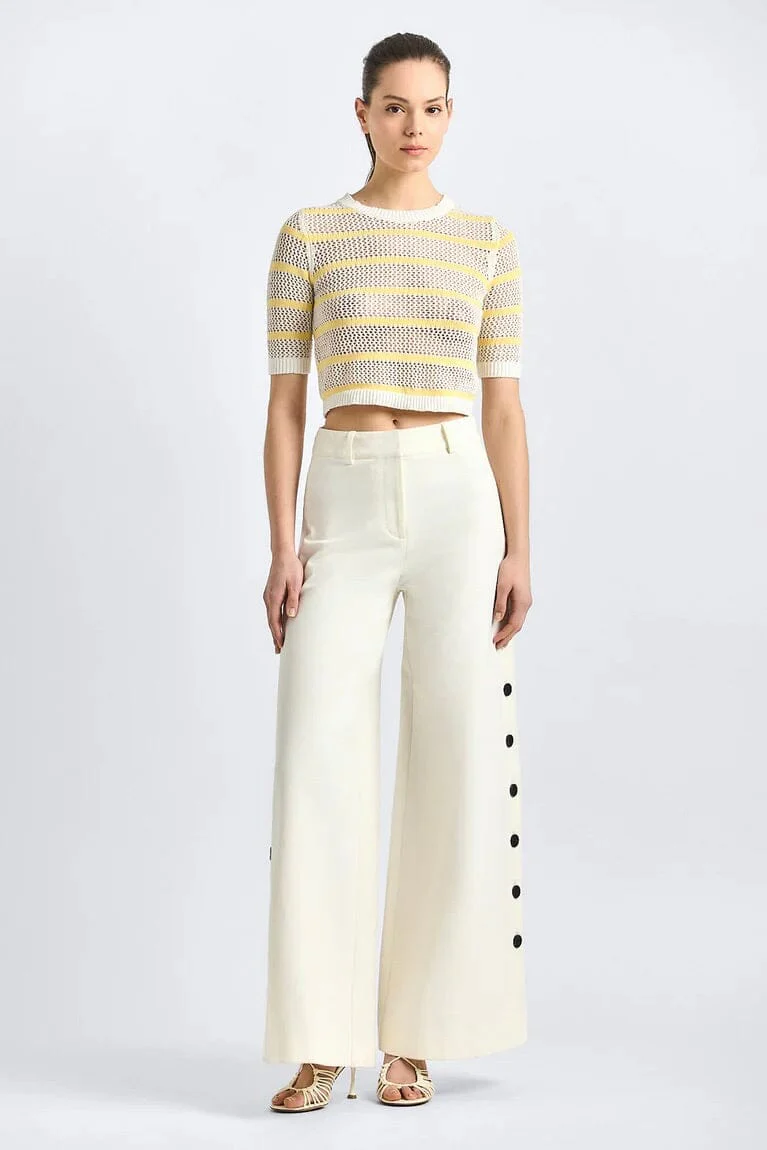 DEREK LAM | Tova Wide Leg Button Trouser - White - Image 2