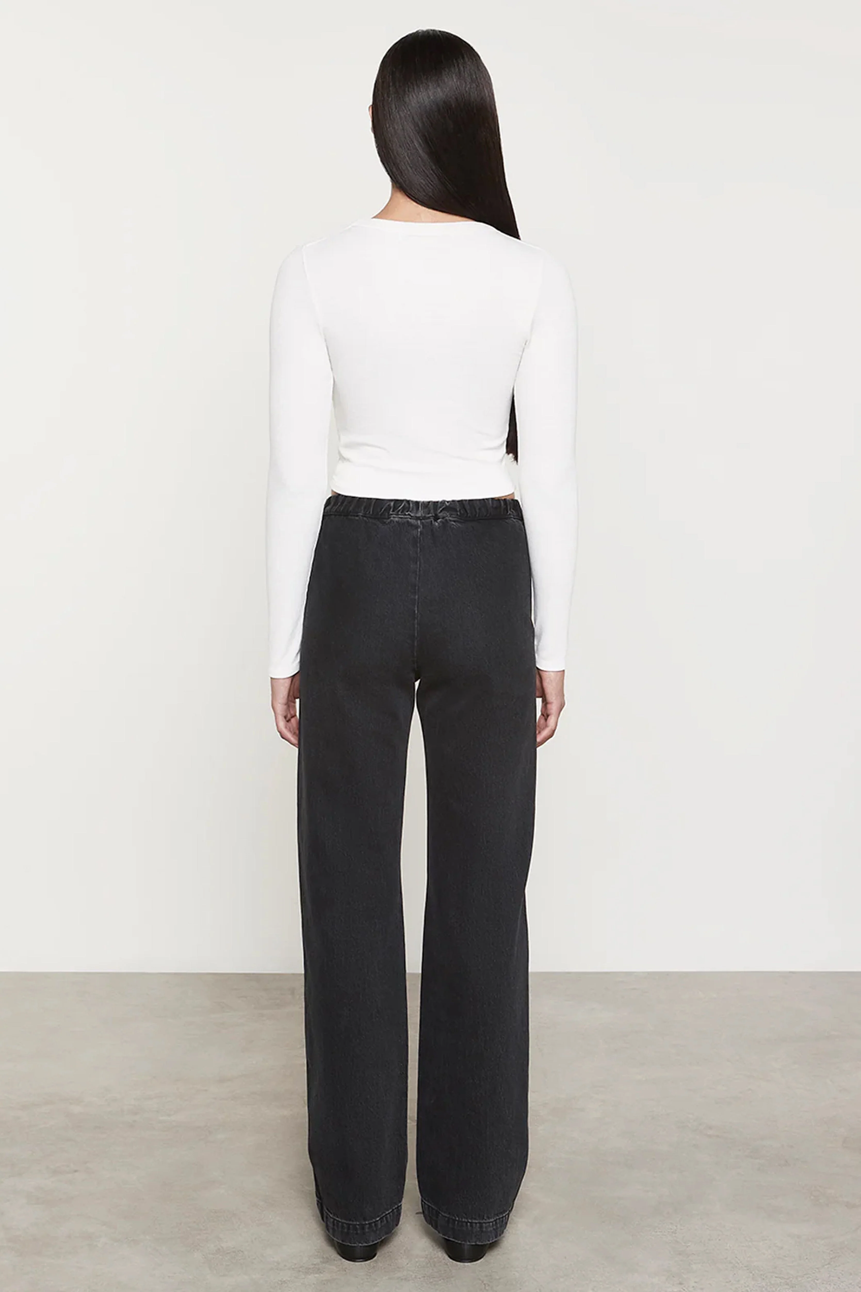 ENZA COSTA | Cotton Denim Everywhere Pant - Washed Black - Image 3