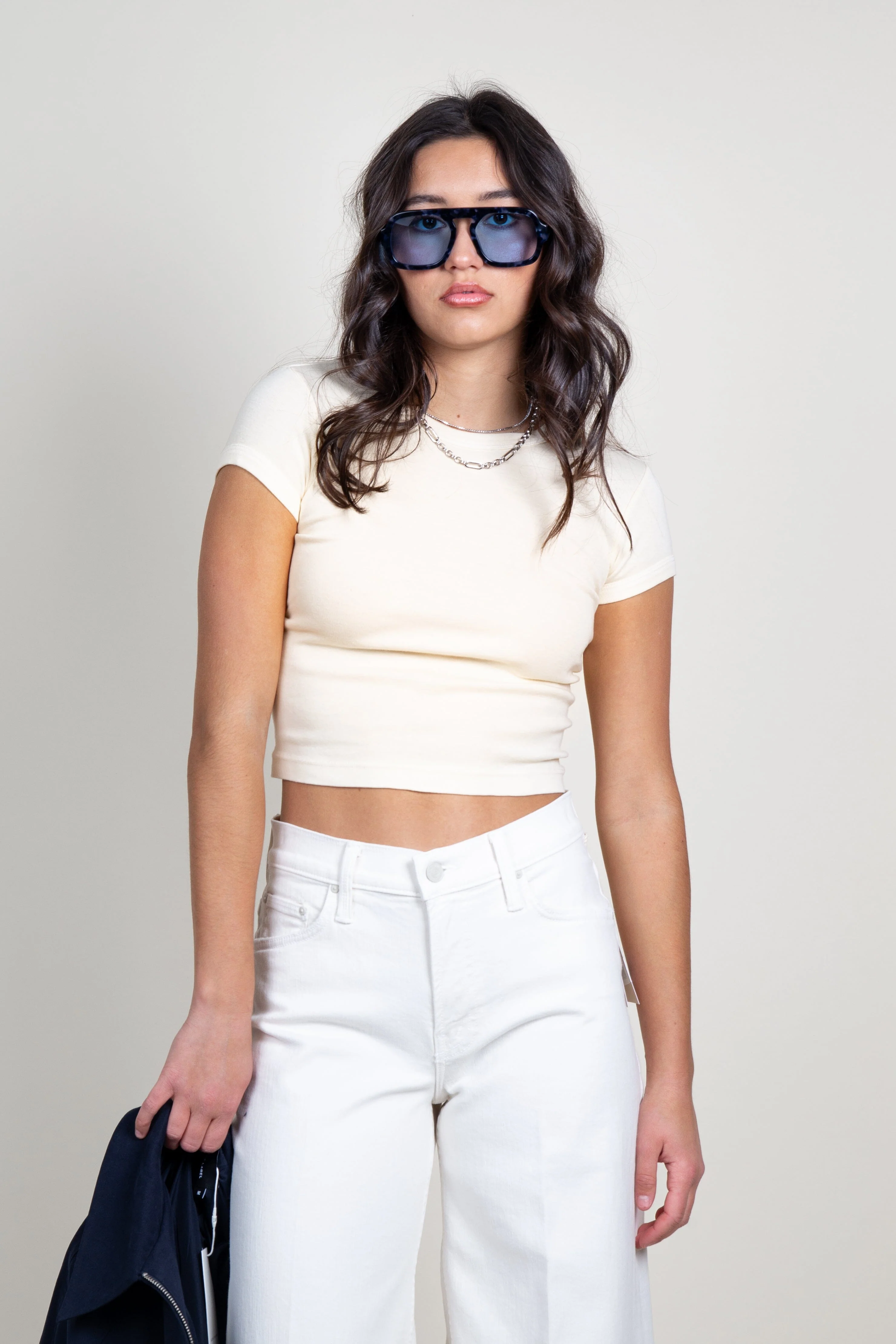ENZA COSTA | Supima Baby Rib Cropped Tee - Flan