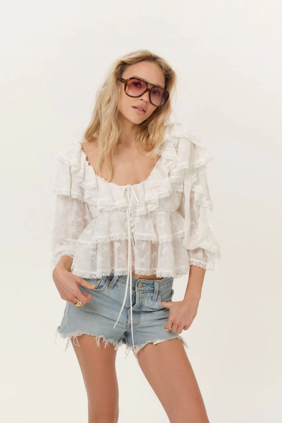 FOR LOVE & LEMONS | Lilou Top - Cream