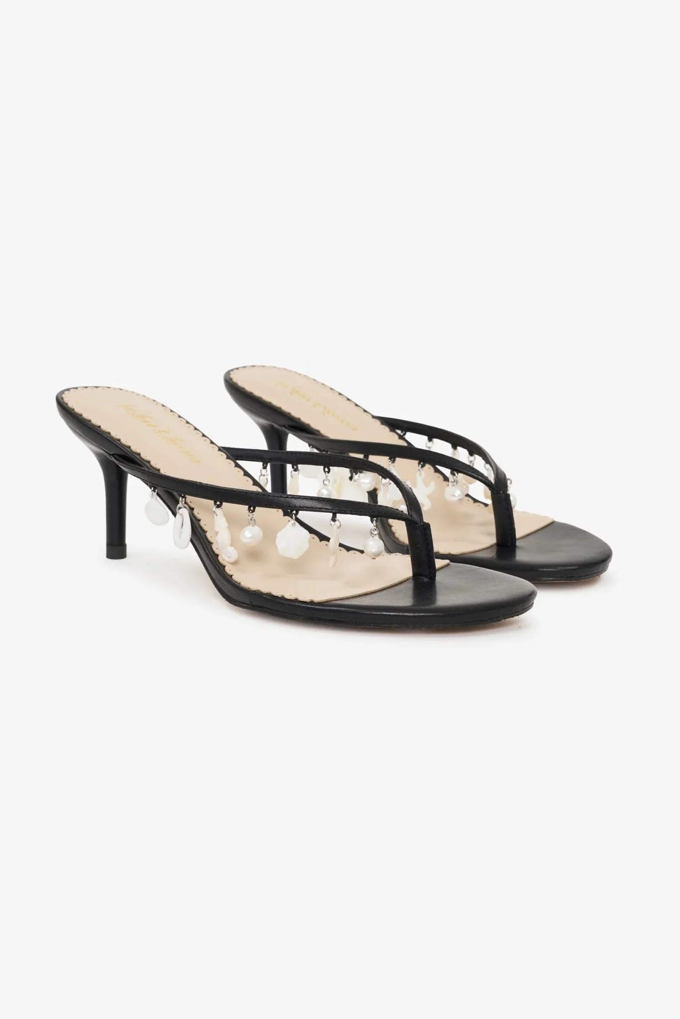 FOR LOVE & LEMONS | Sailor Charm Thong Heel - Black