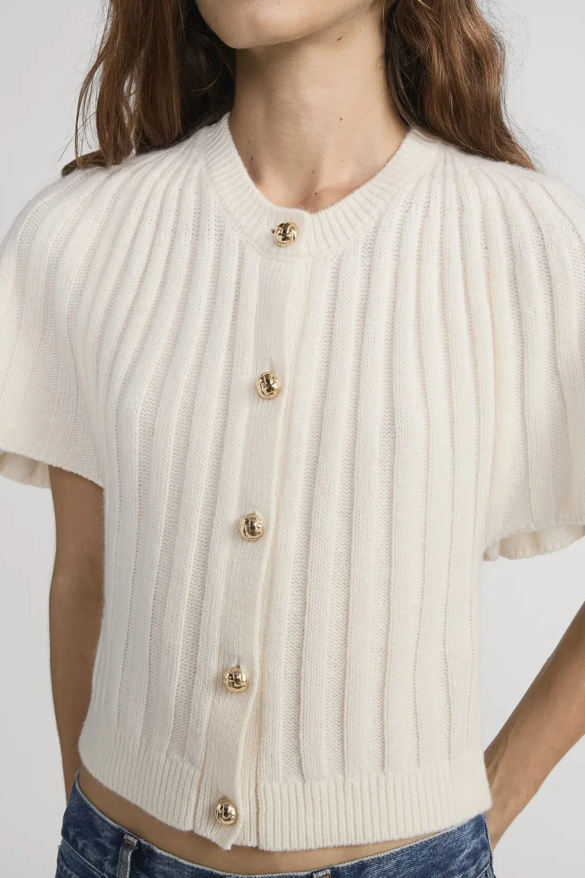 FRAME | The Flutter Cardi - Cream - Image 4