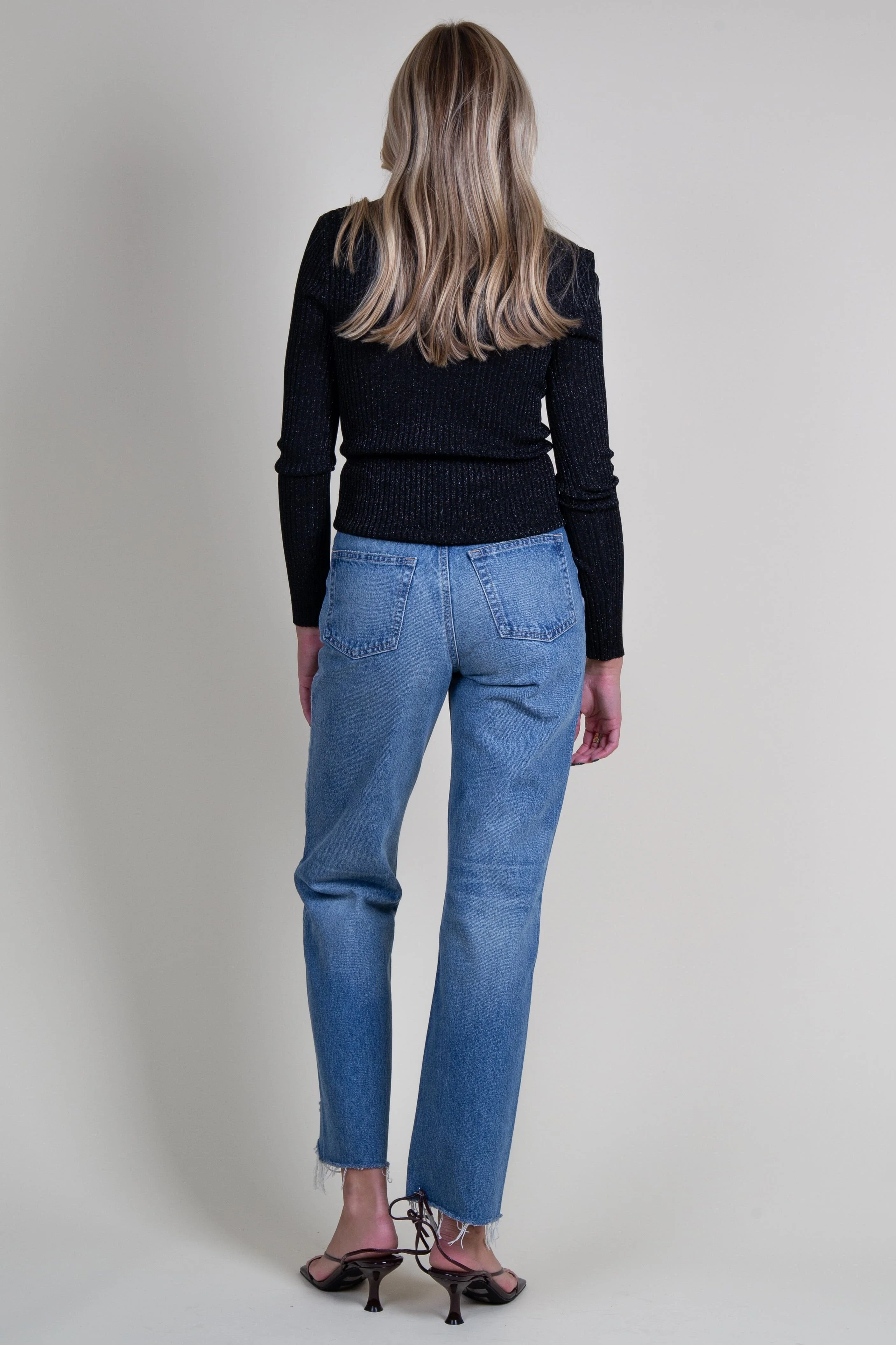 GENERATION LOVE | Jillian Rib Cardigan - Metallic Black - Image 4