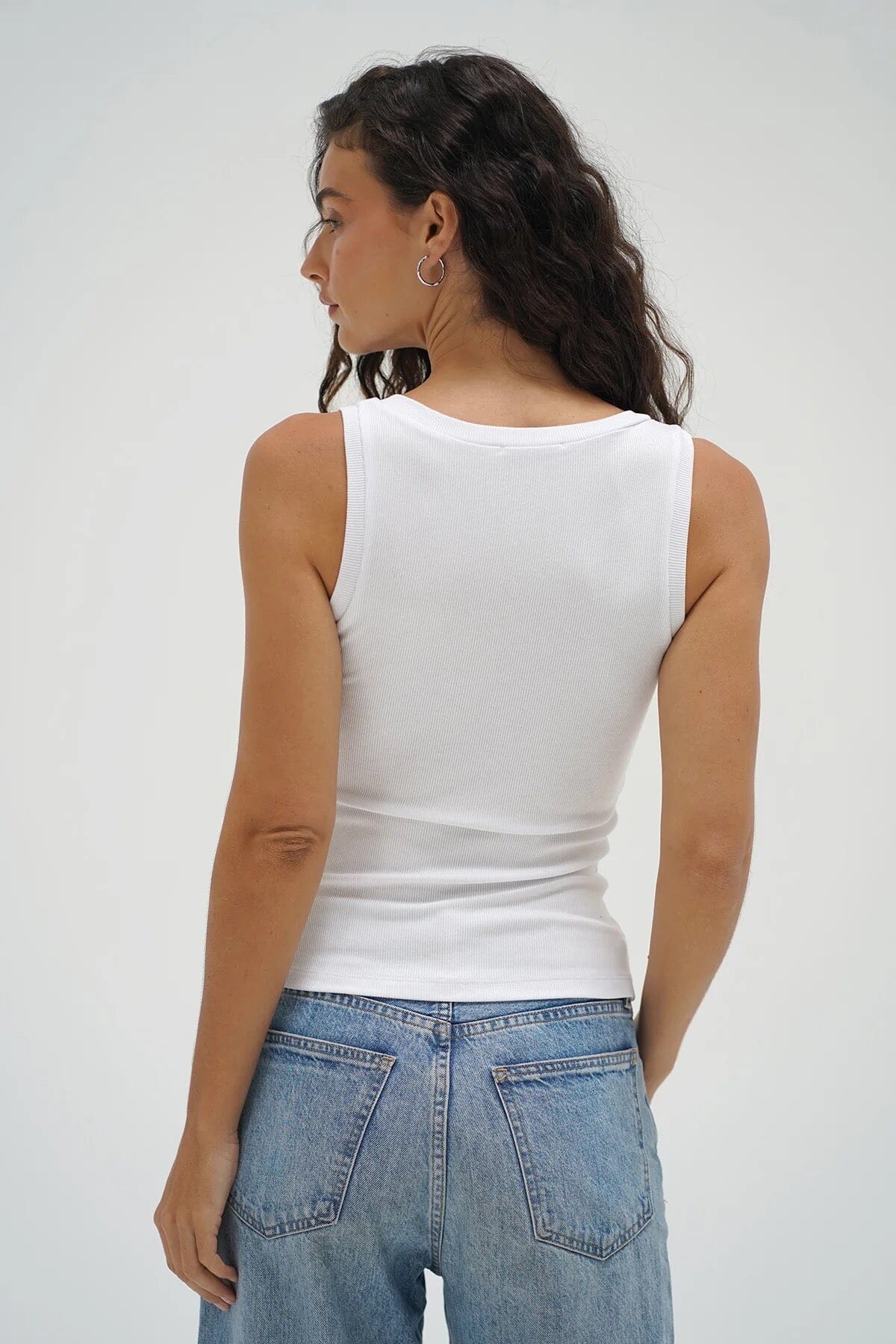 LNA CLOTHING | V Slim Ribbed Tank - White - Image 4