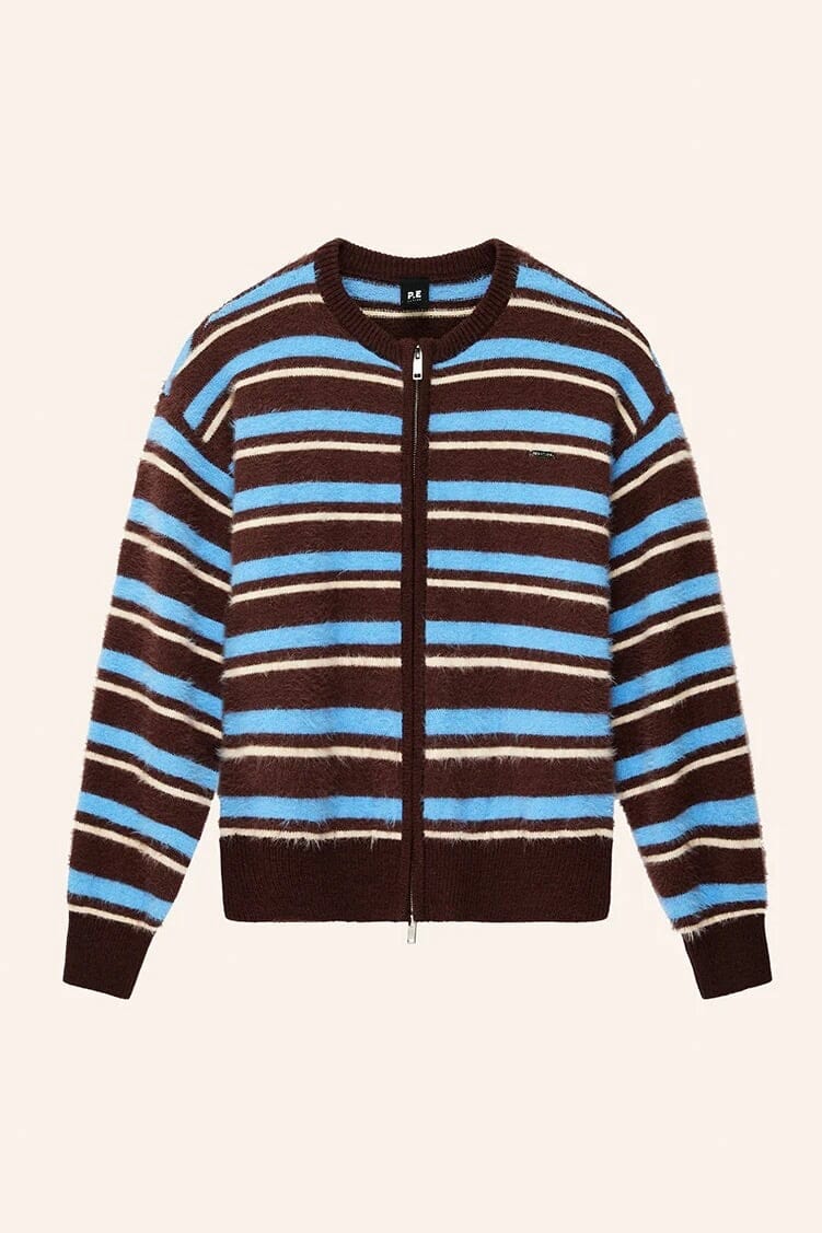 P.E. NATION | Sable Stripe Knit Bomber - Coffee Stripe - Image 7