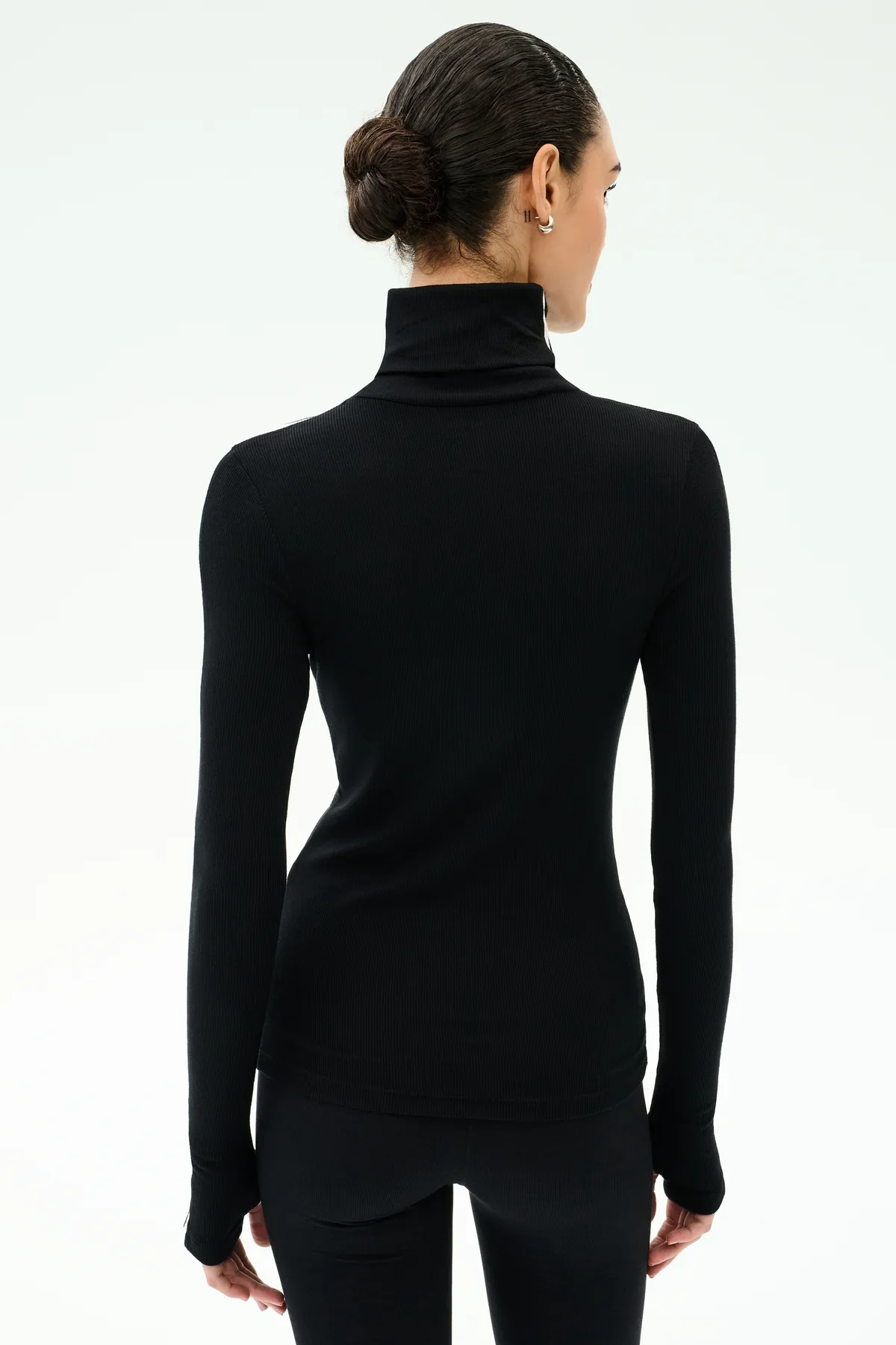 SPLITS59 | Jackson Rib Full Length Turtleneck - Black/White - Image 3
