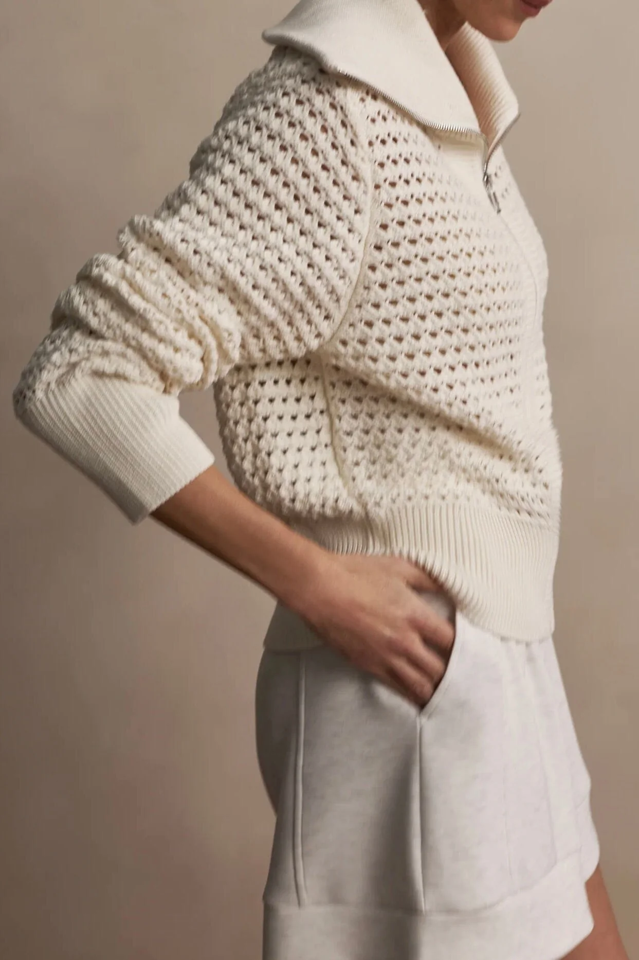 VARLEY | Eloise Full Zip Knit - Egret - Image 3
