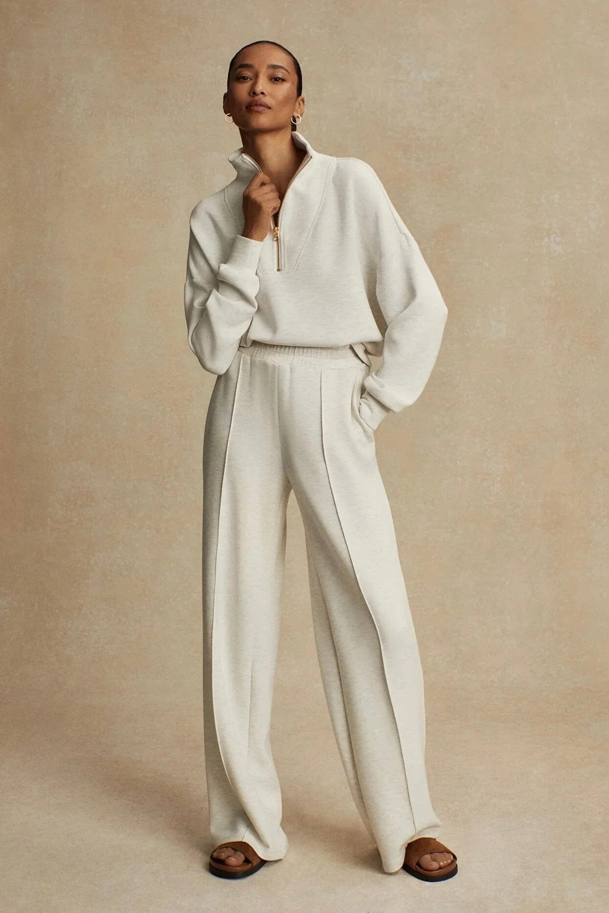 VARLEY | The Wide Leg Pant - Ivory Marl